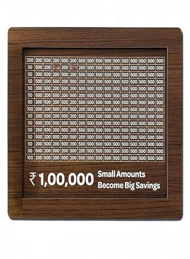 MASHUR FAB Wooden Piggy Bank for Kids & Adults - Smart Money Saving Box with Target Numbers | 1 Lakh Savings Box | Wooden Coin Bank for Home, Gift & Budget Planning - Image 1